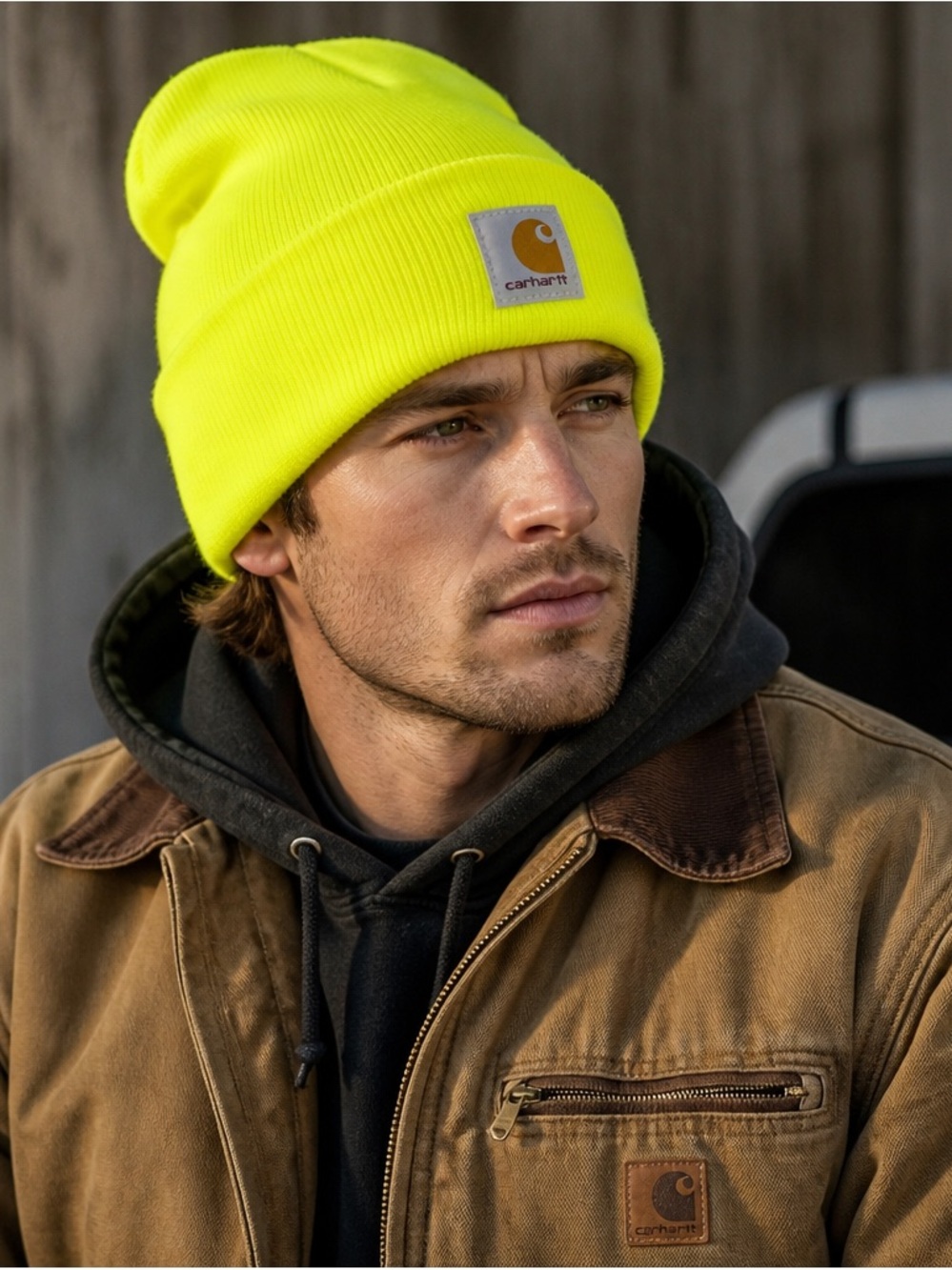 Carhartt High‑Visibility Yellow Beanie | Workwear Hat - NWT